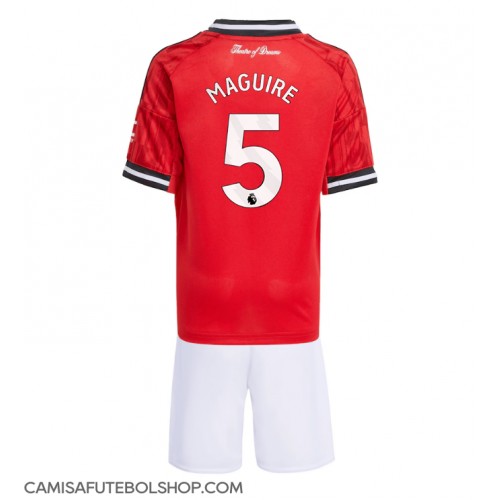 Camisa de time de futebol Manchester United Harry Maguire #5 Replicas 1º Equipamento Infantil 2025-26 Manga Curta (+ Calças curtas)